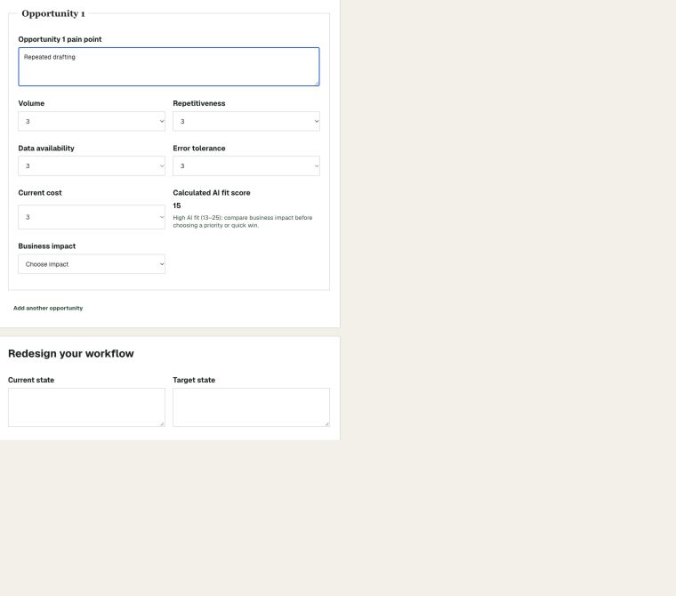 Business process result showing the five-factor planning range