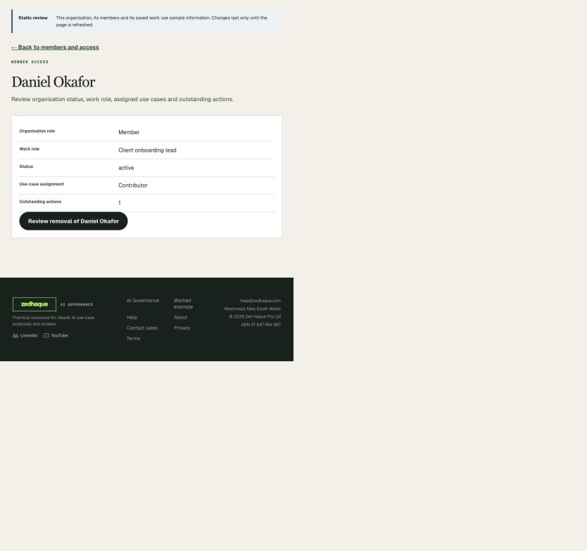 Member access showing AI use case assignments