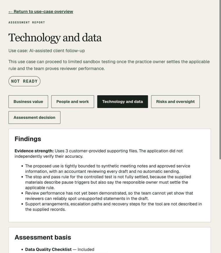 Technology and data report: Not ready, with unresolved information-handling questions